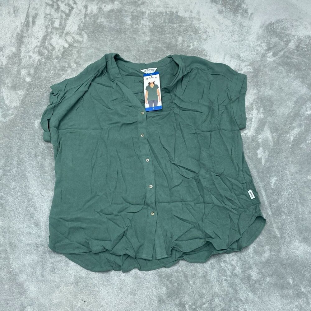 Orvis Forest Green Button-Down Short Sleeve Shirt